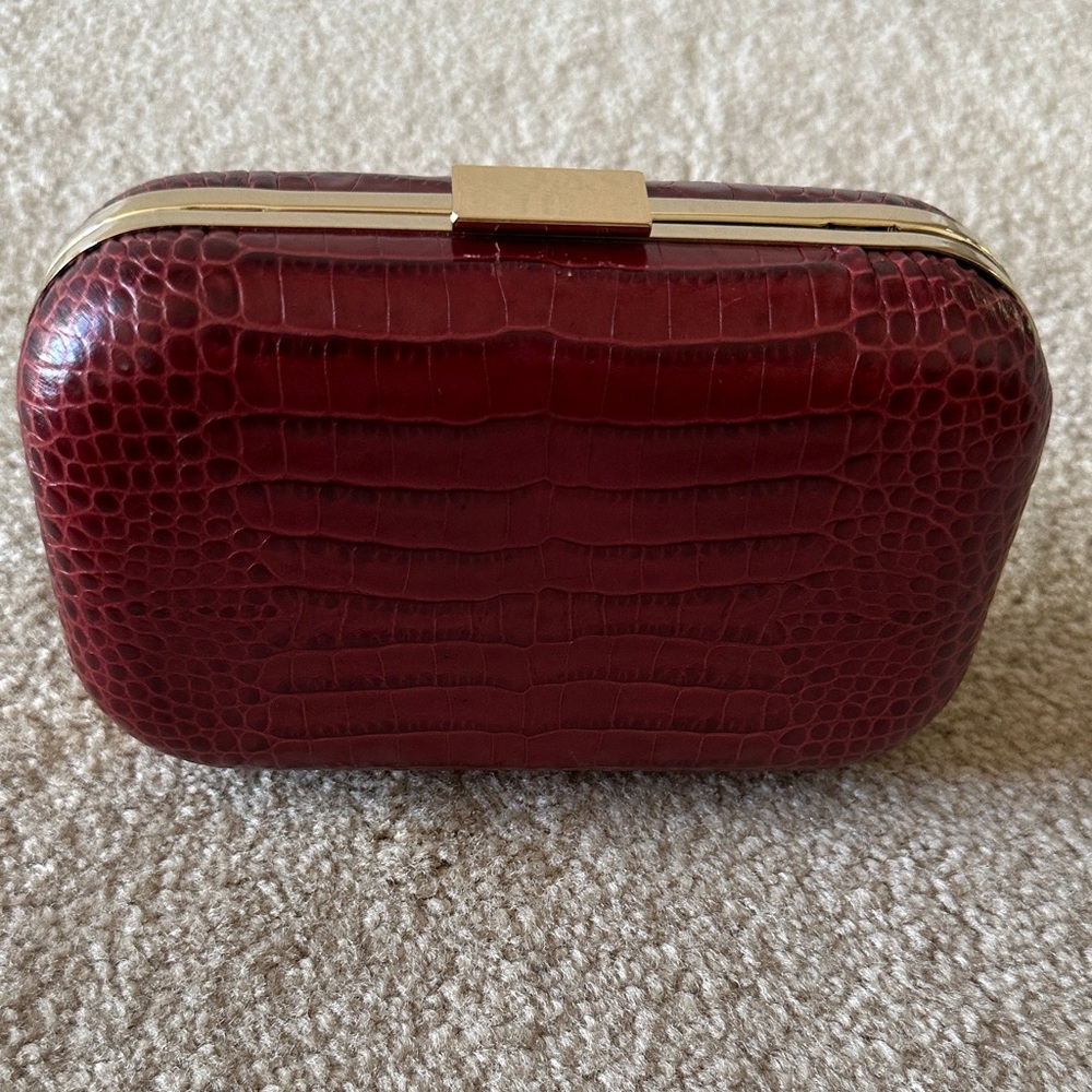 Banana Republic Red Crocodile-Embossed Clutch